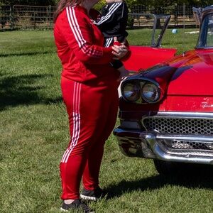 Red adidas tracksuit
